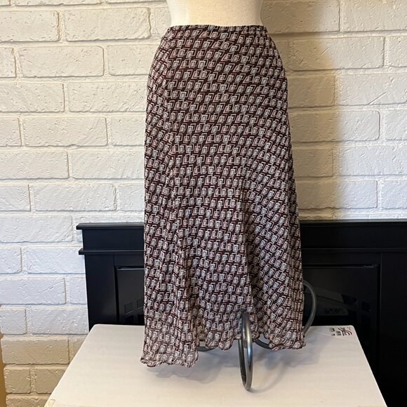 Allison Taylor brown geometric patterned midi skirt size L - Picture 1 of 5